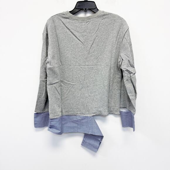 Evidnt Los Angeles for Anthropologie Gray Heather Blue Striped Detail Sweater XS - Picture 4 of 4